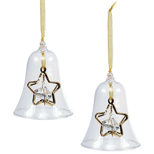 Floristik24 Glasklocka Ø8cm H16cm guld 2st