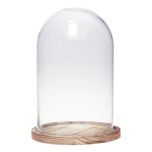 Artikel Glasklocka med träplatta glasdekor Ø17cm H25cm
