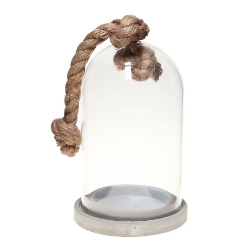 Floristik24 Glasklockdekor med betonglook bas Ø13,5cm H24cm