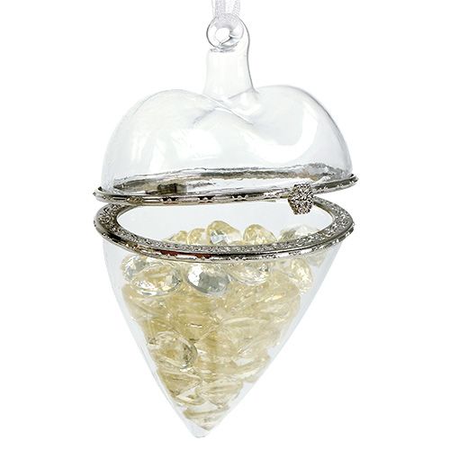 Floristik24 Glashjärta för fyllning 7cm x 10cm klar 1 st