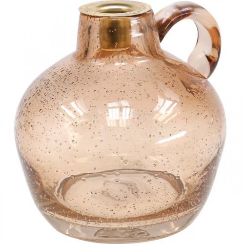 Floristik24 Ljusstake Glas Ljus Ljusbrun Dekorkanna H15,5cm