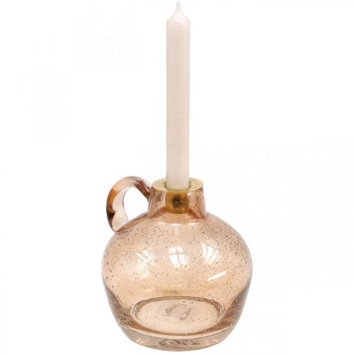 Floristik24 Ljusstake Glas Ljus Ljusbrun Dekorkanna H15,5cm