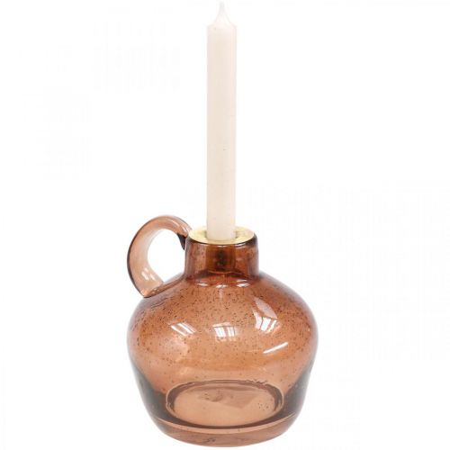 Artikel Ljusstake glasstav ljusbrunt dekorativ kanna glas H15,5cm