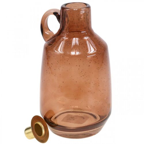 Artikel Ljusstake glasstav ljus brun glasdekoration H22cm