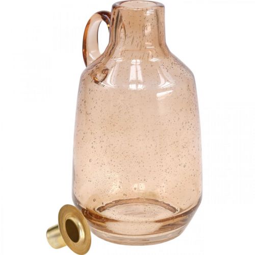 Floristik24 Ljusstake Glas Ljus Ljusbrunt Glas Deco H22cm