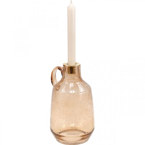 Floristik24 Ljusstake Glas Ljus Ljusbrunt Glas Deco H22cm