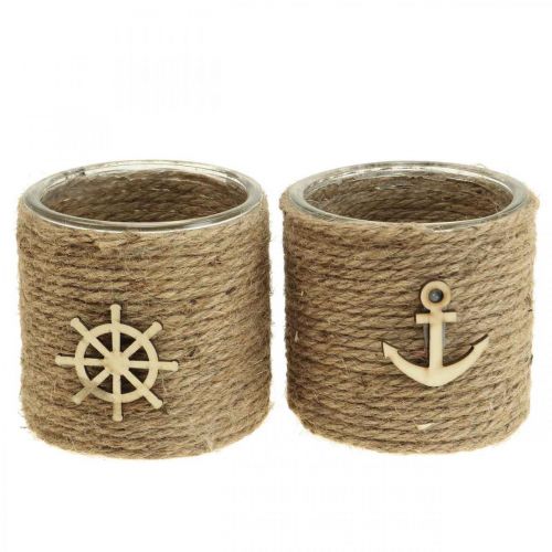 Floristik24 Värmeljushållare Maritim lykta glas Ø10,5cm H10cm 2st
