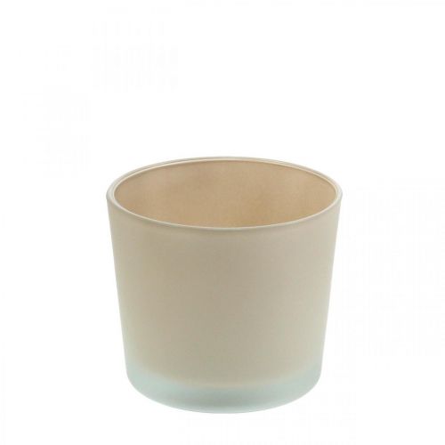 Blomkruka i glas beige kruka glaskruka Ø10cm H8,5cm