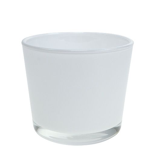 Artikel Blomkruka i glas vit Ø10cm H8,5cm