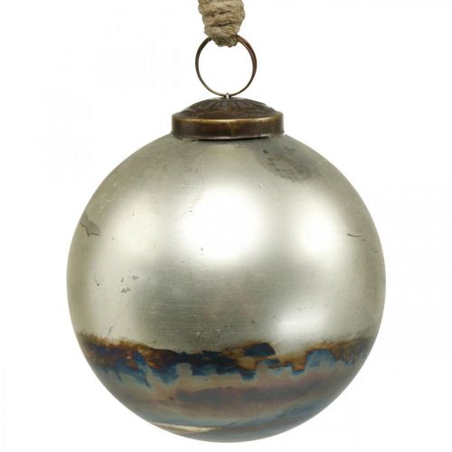 Floristik24 Julbollar tvåfärgat glasboll blå, metallisk Ø9,5cm 4st
