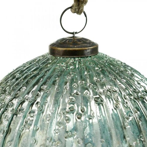Floristik24 Glaskula att hänga blå vintage juldekoration glas Ø15cm