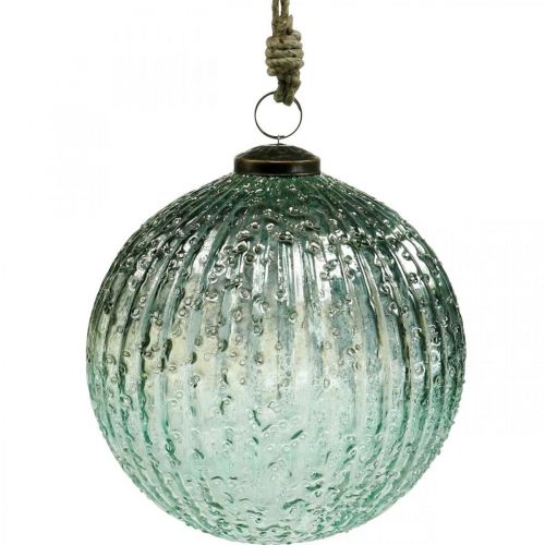 Floristik24 Glaskula att hänga blå vintage juldekoration glas Ø15cm