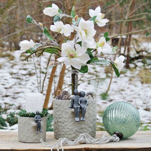 Floristik24 Glaskula att hänga blå vintage juldekoration glas Ø15cm