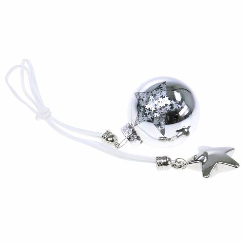 Floristik24 Julgransdekoration glaskula med stjärnsilver 5cm