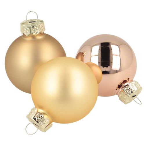 Glaskulor Julkulor glas guld ros Ø4cm 24 st