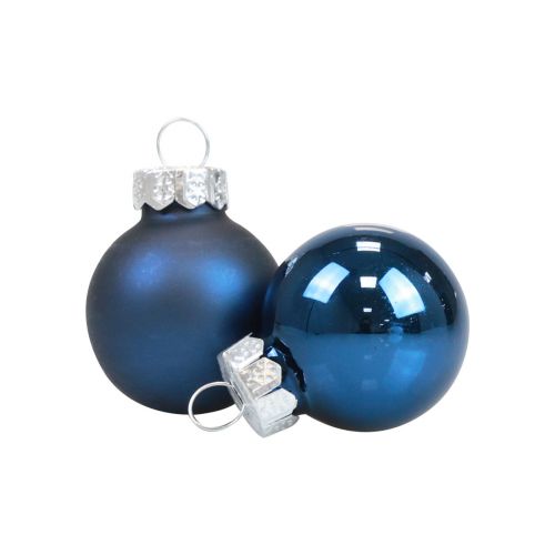 Mini julkulor glas blå glaskulor Ø2,5cm 20st