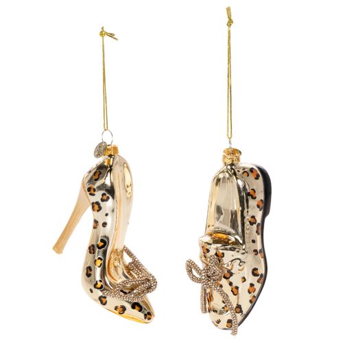 Glasskodekoration med leopardmönster julgransdekoration 13 cm 2 st köpa | Floristik24.se