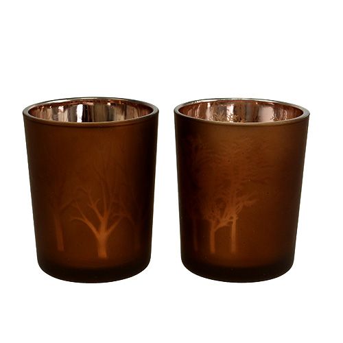 Floristik24 Ljusteglas med mönsterbrunt Ø5.5cm H6.5cm 4st