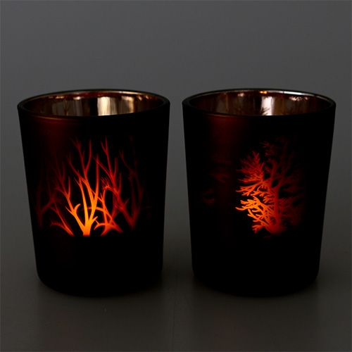 Floristik24 Ljusteglas med mönsterbrunt Ø5.5cm H6.5cm 4st
