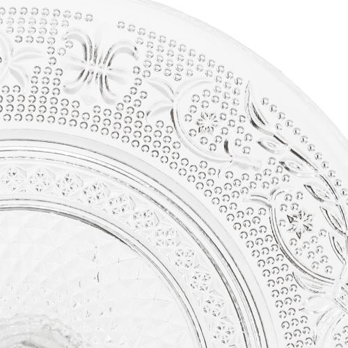 Artikel Glasplatta på fot Platt glasskål med klart mönster Ø15cm