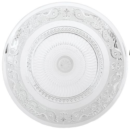 Artikel Glasplatta på fot Platt glasskål med klart mönster Ø25cm