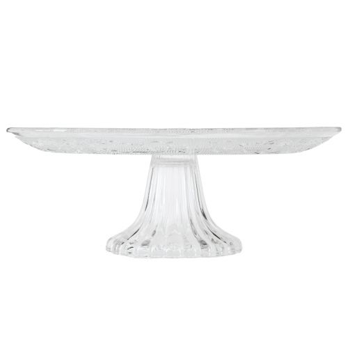 Artikel Glasplatta på fot Platt glasskål med klart mönster Ø25cm