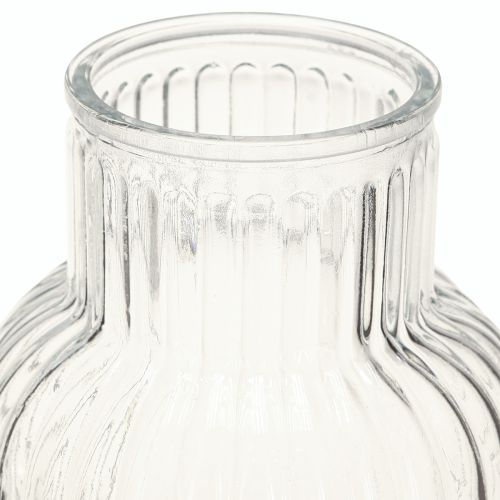 Artikel Glasvas blomstervas glasräfflor retro klar Ø13,5cm H20cm