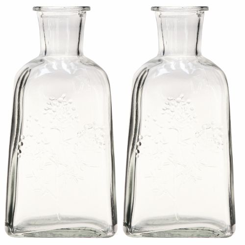 Artikel Glasvas flaskvas med motiv vas glas klar H19cm 2 st