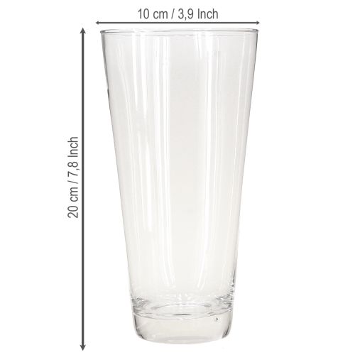Artikel Glasvas konisk blomvas transparent Ø10cm H20cm