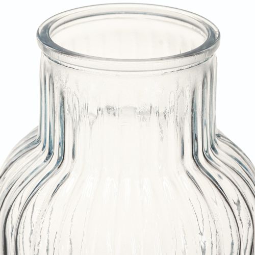 Artikel Blomvas med räfflor glasvas i blå Ø13,5cm H20cm