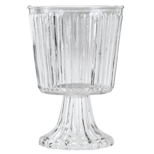 Artikel Glasvas med fot dekorativ räfflad glaskopp Ø13cm H19cm