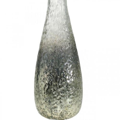 Floristik24 Blomvas av glas, bordsvas tvåfärgad äkta glas klar, silver H30cm