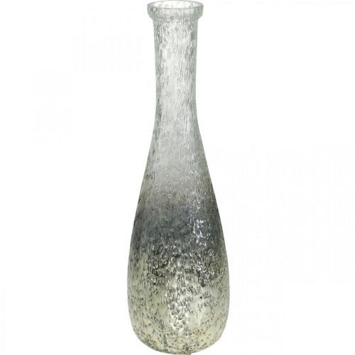 Floristik24 Blomvas av glas, bordsvas tvåfärgad äkta glas klar, silver H30cm