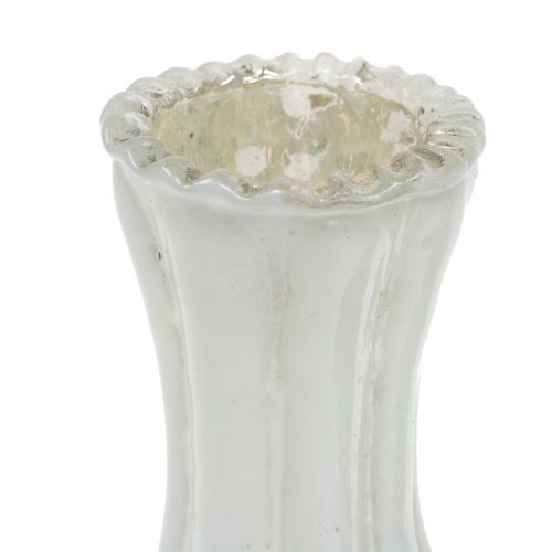 Floristik24 Glasvas bond silver vit H11cm 6st