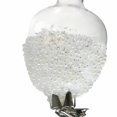Floristik24 Glasvas med klämma glitter och pärlor Ø4,9cm H9,5cm klar 3st