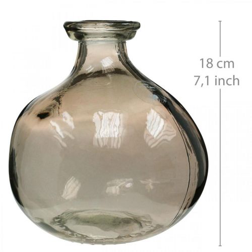 Floristik24 Glasvas rund brun glasdekorationsvas rustik Ø16,5cm H18cm