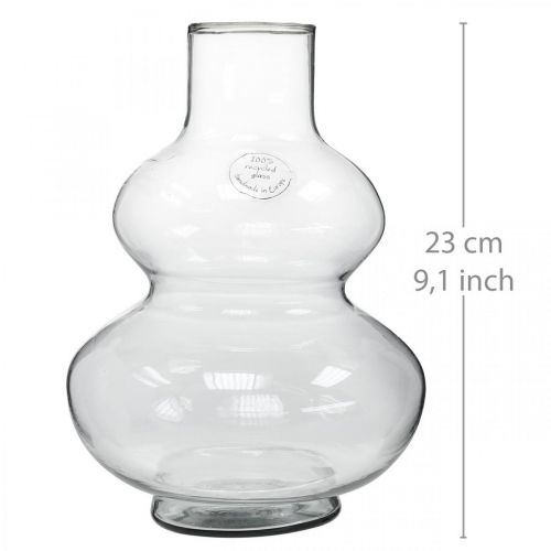 Glasvas rund blomvas dekorativ vas klarglas Ø16cm H23cm