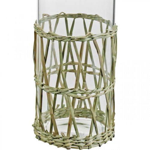 Artikel Glasvas cylinder flätad gräs dekorativ vas Ø8cm H21,5cm