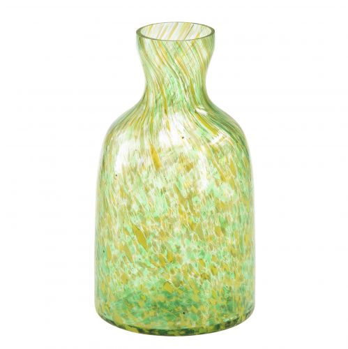 Glasvas glas dekorativ blomvas grön gul Ø10cm H18cm