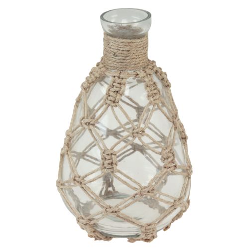 Artikel Glasvas macrame jute natur sommar maritimt Ø11cm H19,5cm