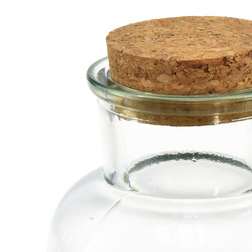 Floristik24 Glasvas retro apotekarglas med kork Ø8,5cm H17cm