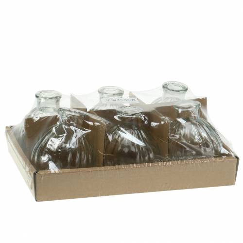 Floristik24 Dekorativ glasvas med spår Ø6,8cm H7,7cm 6 st
