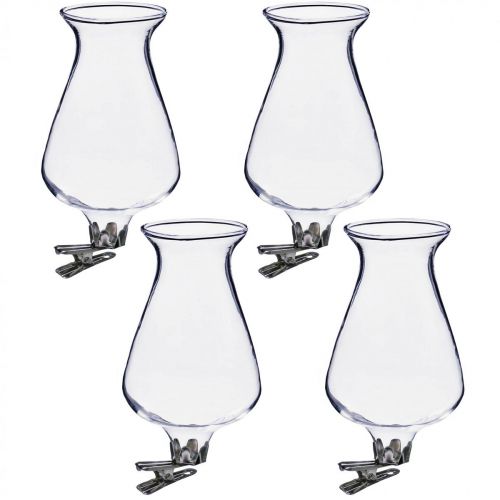 Floristik24 Glasvas tulpan med klämma Ø5,9cm H11cm klar 4st