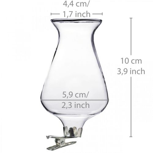 Floristik24 Glasvas tulpan med klämma Ø5,9cm H11cm klar 4st