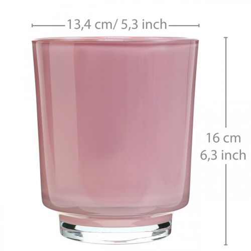 Floristik24 Orkidékruka glas rosa H16cm Ø13,4cm