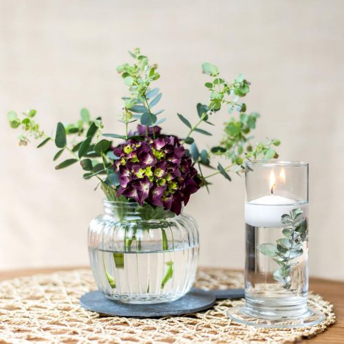 Artikel Glasvas räfflad vas glas Ø14cm H13cm 2st