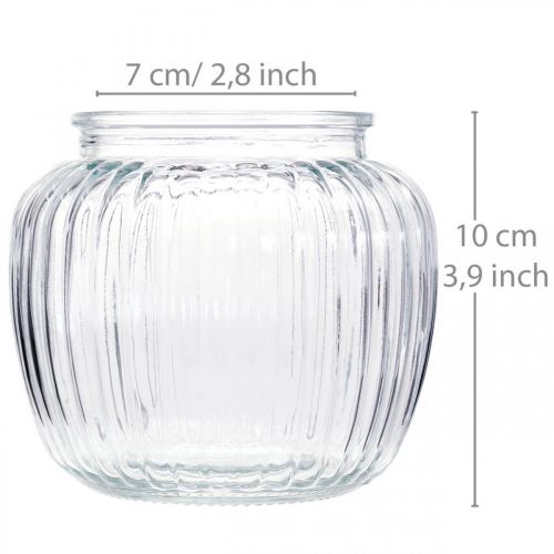 Floristik24 Vas med ribbad glas Ø11cm H10cm