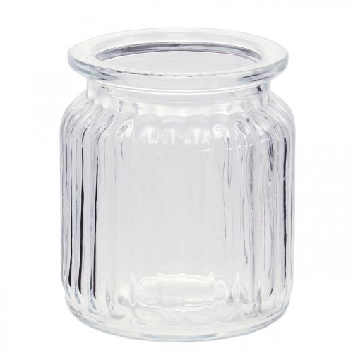 Glasvas räfflad vas glas Ø7,5cm H9cm 4st