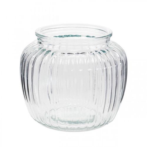 Floristik24 Vas med ribbad glas Ø11cm H10cm