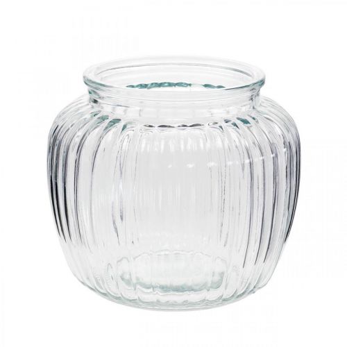 Floristik24 Vas med ribbad glas Ø11cm H10cm